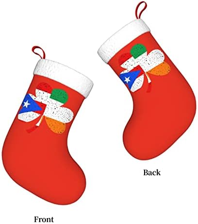 Cutedwarf Пуерто Рико Ирландска Детелина Коледен Отглеждане На Коледни Празнични Украси Камина Окачен На Стелката 18 Инча(А)А) Чорапи