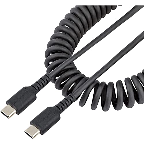 StarTech.com кабел за зареждане USB C с дължина от 3 фута (1 м), Навити Сверхпрочный кабел за бързо зареждане и синхронизация USB-C, кабел