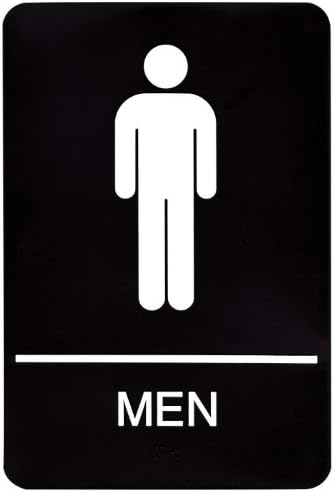 Начало Знак 5216 ADA Мъжката тоалетна с тактилна графика, 6 на 9 См, Светло сиво / бяло