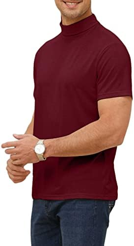 Angbater Модерен Мъжки Ризи-Turtlenecks с къс ръкав, Базова Майк Slim Fit, Обикновена, Пуловери, Тениски