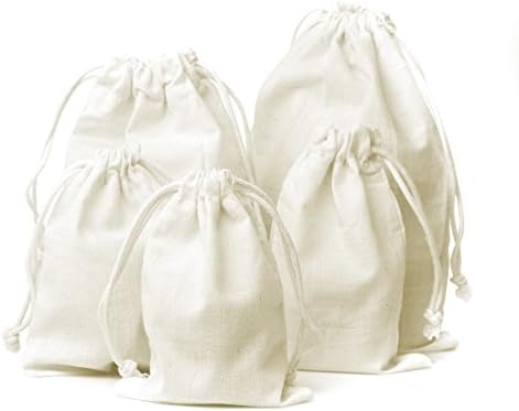 Трикотажни Муслиновые Чанти с завязками от Естествен Памук, 5 x 8 Многофункционален пакет от 25 торби
