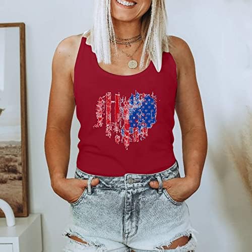 Годишен Топ-Майк за жени, Тениски без ръкави, с образа на Американския флаг и на Сърцето, Патриотическая Риза на 4 юли, Тениски Ден на Независимостта