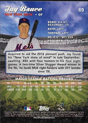 2017 Бейзболна картичка на клуба Topps Stadium №69 на Джей Брус Ню Йорк Метс