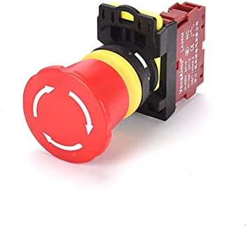 Бутон за аварийно спиране KAAGEE Power LA36M-01ZS Нормално затворен превключвател за спиране с подсветка 10A (Цвят: без светлина, размер: 2NC)
