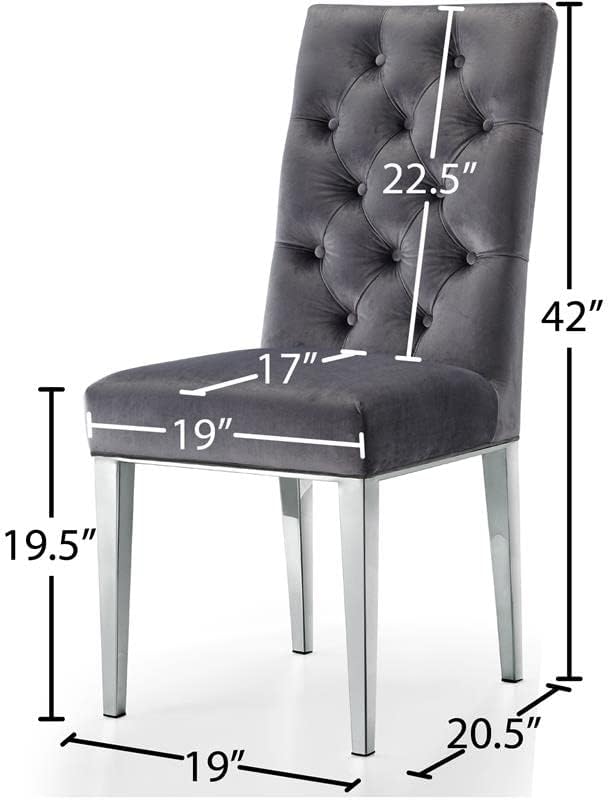 Meridian Furniture Juno Collection Модерен Кът за стол от кадифе с луксозни дълбока тапицерия и полирани хромирани метални