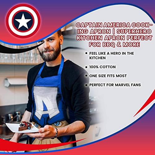 Престилка за готвене Капитан Америка | Защитен Raider Marvel на Кухненската Престилка | идеален за барбекю и много Други | Памук