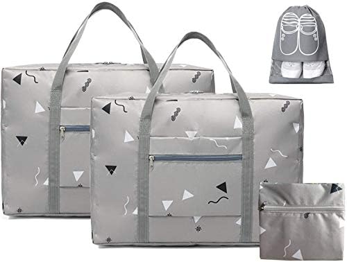 IBLUE 2 опаковки Пътни Сгъване Награда на Чанти, Лека Чанта за спортен багаж в салона с чанта за обувки, D1069 (езерото е синьо)