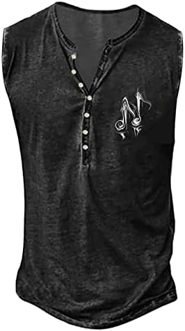 DOPOCQ Мъжка Риза Хенли Без ръкави С Потертым Графичен Дизайн на Тениска в Ретро стил, в началото на Бретелях, Ежедневни Риза