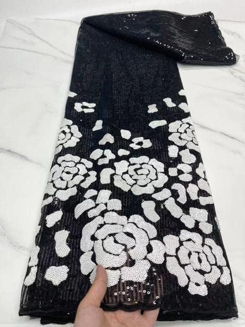 MSBRIC Африканска лейси Кърпа най-Новата Бяла Индийски Плат Сари Тюл Лейси Плат с Пайети за Сватбена рокля YYZ249-5 Ярда Дантелени