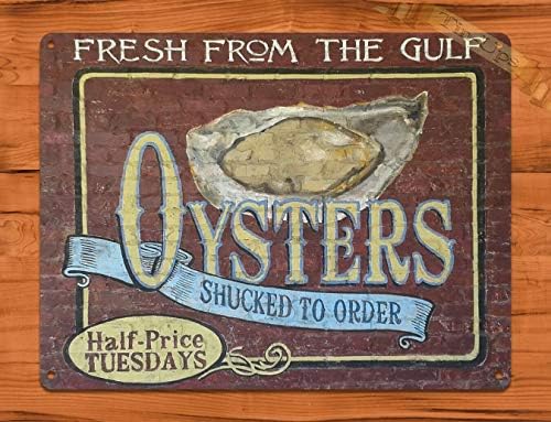 Лидице Знак SIGNCHAT Oyster Тухла Луизиана морски Дарове Кухня Селски Стенен Декор Метален Стенен Плакат Арт Декор Лидице Знак 8X12 См